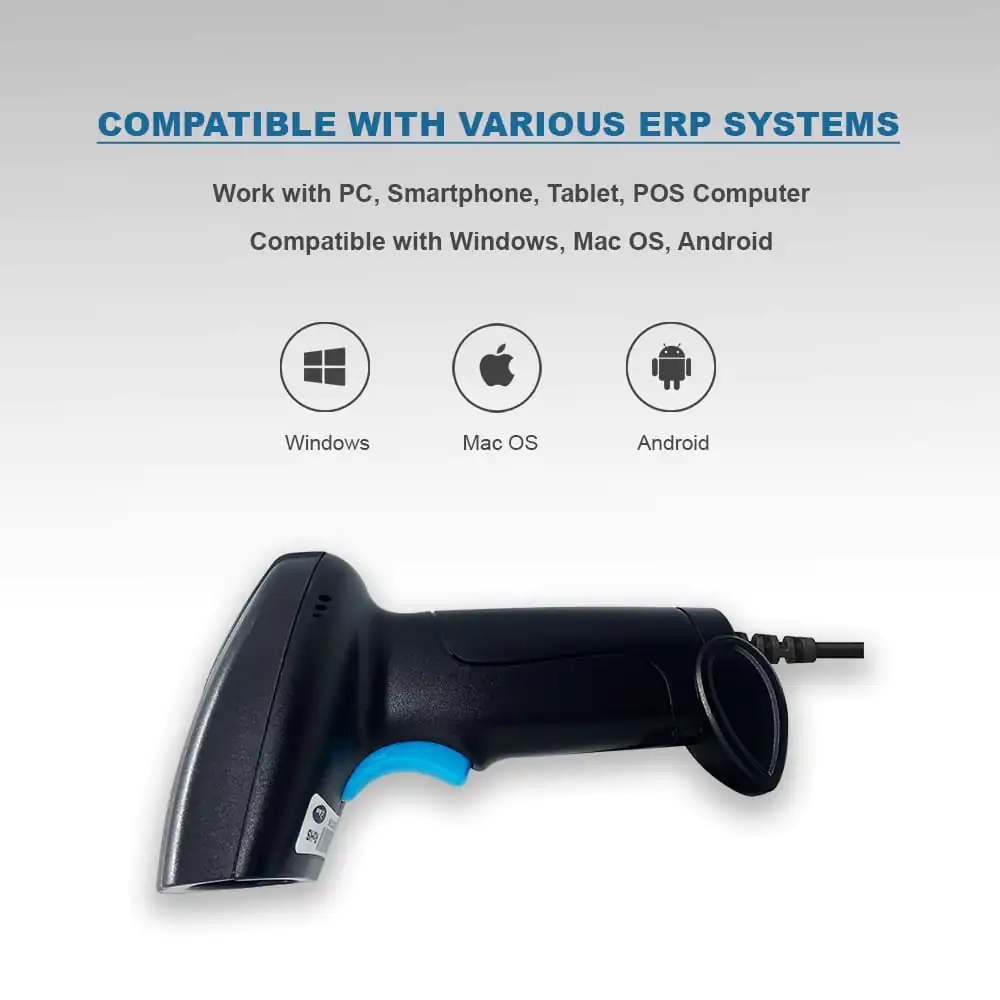 1D Barcode USB Scanner Handheld Wired (Gun Type) with Fast Scanning CCD Technology - Apna Billbook